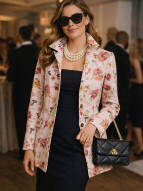 Pink Bandolino Floral Overcoat